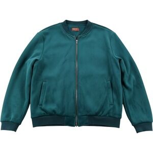 Consequence Bomber Jacket Medium Teal Green Faux Suede Full Zip Soft Casual